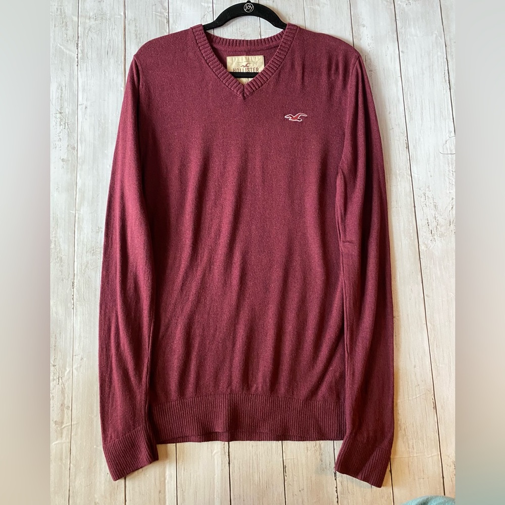 Men’s Hollister v-neck sweater.  Wine colored.  Size medium.